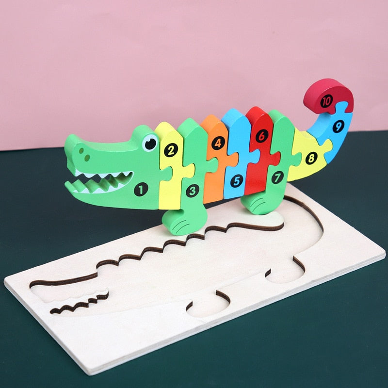 PUZZLE EN BOIS 3D POUR BEBE et tout-petits-TinyPuzzle™ Jeux enfants® Crocodile Pour mes enfants